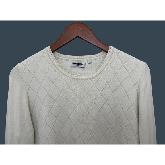 Opening Ceremony White Diamond Knit Sweater L/G Viscose Blend Crewneck Long Slee - Picture 2 of 7